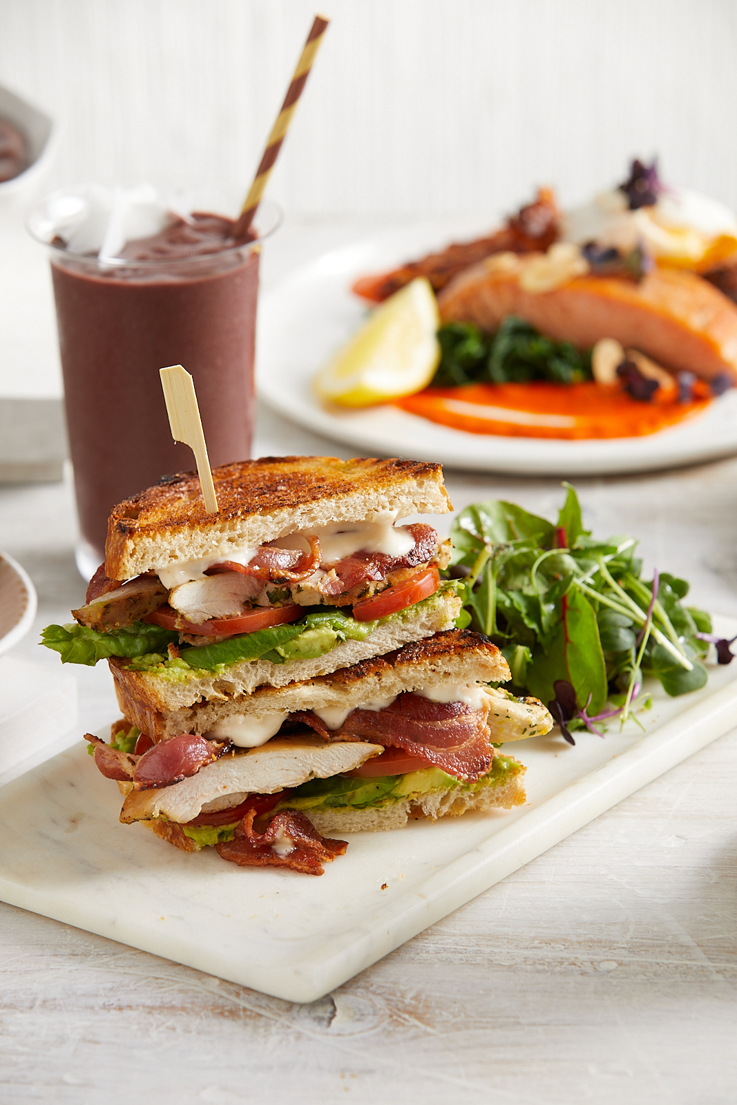 Chicken Club Sandwich with Side Salad