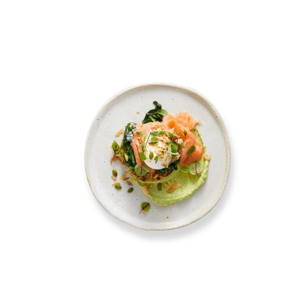 Smoked Salmon, Avo & Potato Rosti